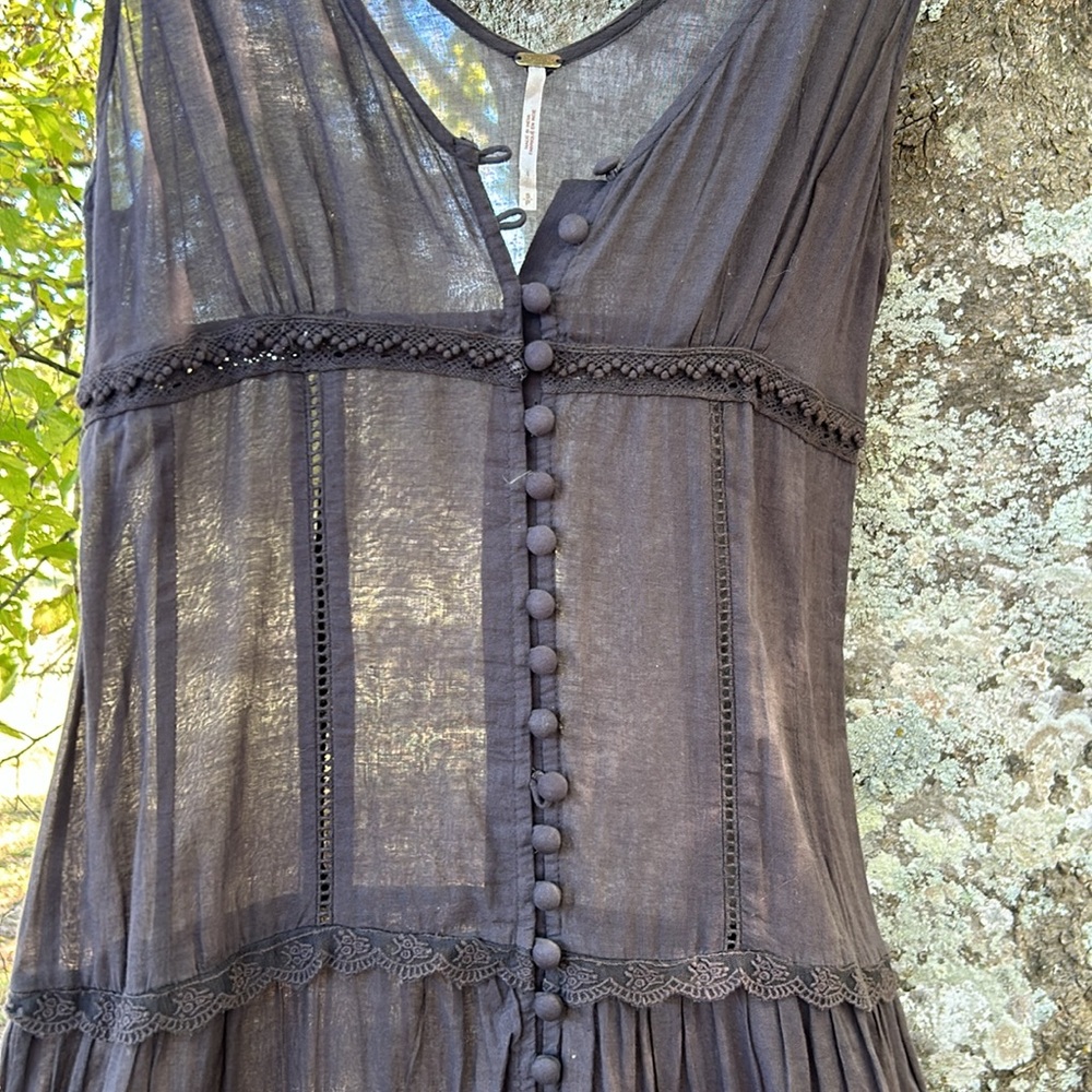 Free People semi sheer slip  Maxi dress western saloon boho size Small